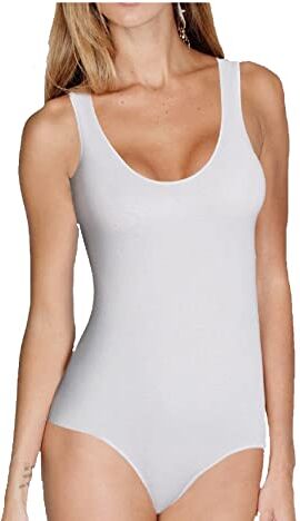 JADEA Body Donna spalla Larga 4152 in Cotone Elasticizzato (Bianco, M)