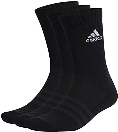 Adidas Cushioned Crew Socks 3 Pairs, Calze Medie Unisex Adulto, Black/White, XXL (Pacco da 3)