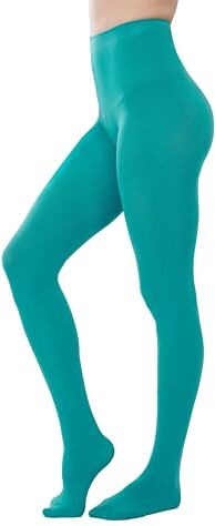 HeyUU Donna Collant Colorato Semi-opaco 80 DEN Collant di Sostegno in Microfibra (verde,L-XL)