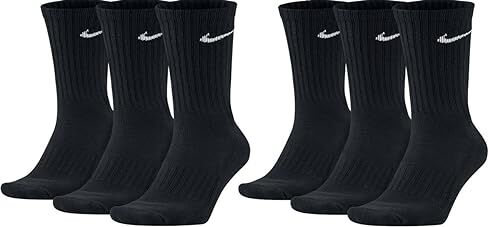 Nike Calzini da allenamento da uomo Everyday Cushioned Crew, 6 paia, Nero , 34-38