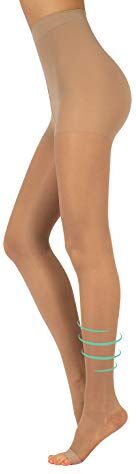 CALZITALY Collant Compressione Graduata Forte Medicali a Punta Aperta 18-22 mm/Hg   Calze Mediche Velate senza Punta   Nero, Naturale   S, M, L, XL   140 DEN   Made in Italy (M, Naturale)