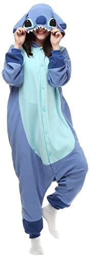 ZKomoL Animali Pigiama Kigurumi Onesie Unisex per Adulti per Feste e Cosplay Costume (XL, Blu Stitch)