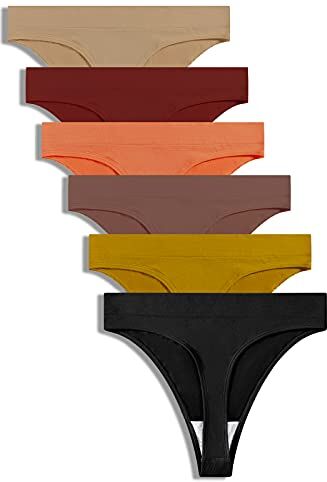 GRANKEE Perizoma Vita Alta Thong Slip Tanga Donna Senza Cuciture Sexy Invisibili Comode Multypack, Pacco da 6(Autunno 6 Pezzi L)