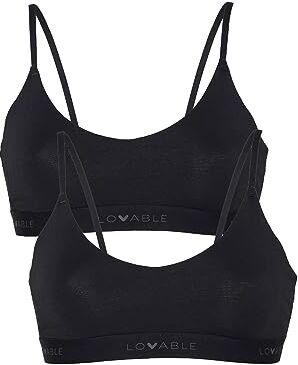 LOVABLE Reggiseno Crop Top Originals con Logo Donna x2, Nero, XL