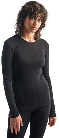 Icebreaker Everyday Crewe Top a Maniche Lunghe da Donna 100% Lana Merino per Escursioni, Sport Invernali, Corsa, Fitness 175 Tessuto Ultraleggero Nero, XS