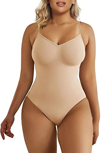 SHAPERX Donna Bodysuit Body Contenitivo Modellante Intimo Snellente Shaper Seamless Shaping Figura Formante Corpetto Shapewear, UK-SZ5215-Beige-2XL/3XL