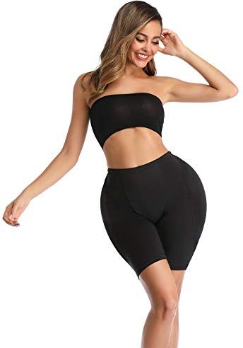 BIMEI 2PS Spugna imbottita Womens Butt Lifter Shapewear Butt Shaper Boxer imbottito Enhancing Underwear pancia controllo LIAO XIAO PI (L, Nero Allungare)