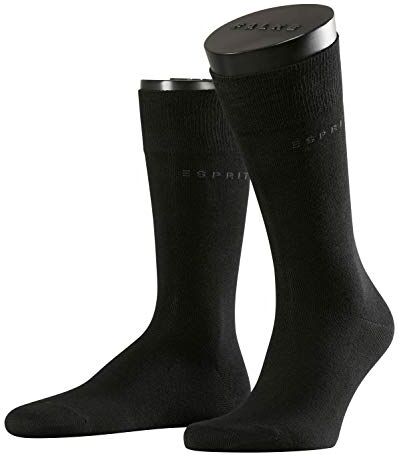 Falke ESPRIT Basic Uni 2-Pack M SO cotone tinta unita confezione di 2 paia, Calzini Uomo, Nero (Black 3000), 39-42