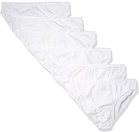 Amazon Essentials Slip in Cotone SGAMBATO (Disponibile in Taglie Forti) Donna, Pacco da 6, Bianco, 46