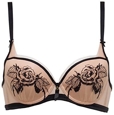 WENJUNneiyi WENJUN La Tazza Grande Del Reggiseno Della Signora Può Essere Inserita Nella Biancheria Intima Ricamata Fiore Delicata 2 Colori Facoltativi (Colore : Black, dimensioni : 70D)