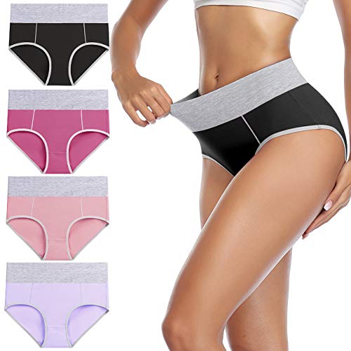 wirarpa Mutande Donna Culotte Vita Alta in Cotone Pacco da 4 Taglia XS