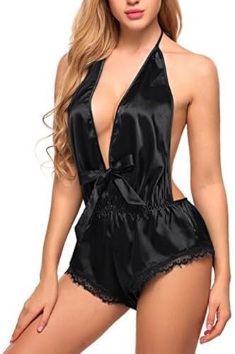 TROONZ Lingerie body in pizzo per donna,Lingerie da donna regolabile a V profonda   Completo sexy da donna, lingerie di pizzo per la notte di luna di miele, lingerie da donna per feste in lingerie