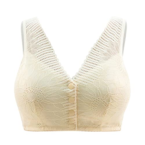 KEERADS Set da tavola Design Fibbia anteriore di grandi dimensioni modello sexy delle donne senza biancheria intima del reggiseno dell'anello in acciaio Intimo Bambino Ragazza (Beige-D, 44)