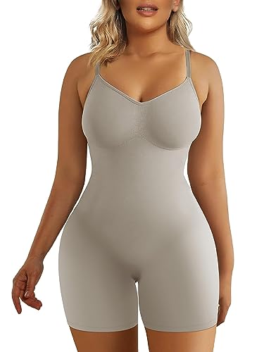 SHAPERX Donna Body Contenitivo Modellante Shapewear Intimo Guaina Contenitiva Snellente Bodysuit Invisibile Body Shaper Addominale Compressione Bustino, UK-SZ5218-Grey-4XL/5XL