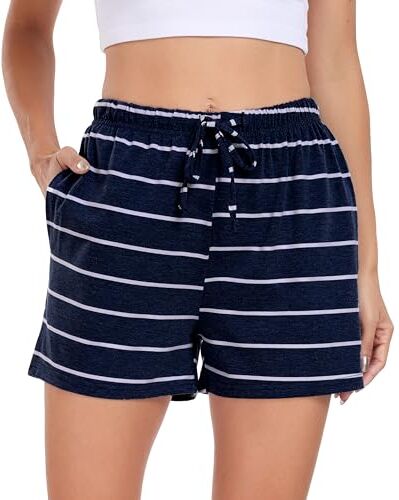 Vlazom Pantaloncini Donna Shorts Pantaloni da Pigiama Estivi Morbidi Pantaloni Donna Corti con Coulisse per Tempo Libero Casa Dormire,XXL,C-Blu Marino