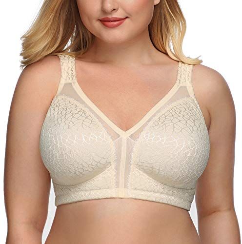 DotVol Reggiseno Riduttore Minimizzatore Reggiseno Senza Ferretto Plus Size Senza Imbottitura Coppa Completa Tessuto Confortevole per Donna, Beige, 5E