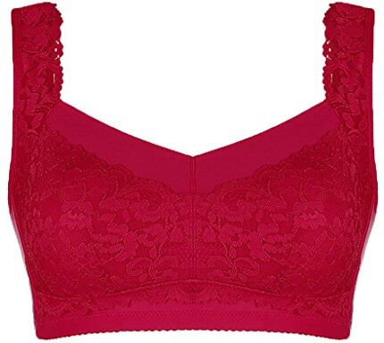 WENJUNneiyi WENJUN Reggiseno Senza Montatura In Acciaio Femminile Di Grandi Dimensioni. Reggiseno Regolabile In Pizzo Regolabile In 3 Colori Opzionale (Colore : Red, dimensioni : L.)