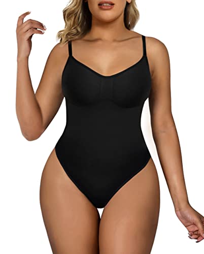 SHAPERX Donna Bodysuit Body Contenitivo Modellante Intimo Snellente Shaper Seamless Shaping Figura Formante Corpetto Shapewear, UK-SZ5213-Black-2XL/3XL