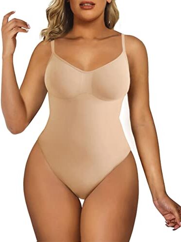 SHAPERX Donna Bodysuit Body Contenitivo Modellante Intimo Snellente Shaper Seamless Shaping Figura Formante Corpetto Shapewear, UK-SZ5213-Beige-4XL/5XL