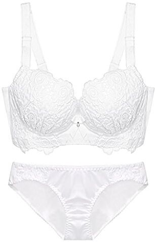 WENJUNneiyi WENJUN Set Reggiseno Sexy Ricamo Regolabile Con Anello In Acciaio Intimo 4 Colori Opzionale (Colore : Bianca, dimensioni : 75B)