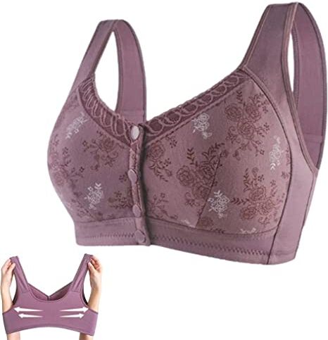 BIRKIM Wmstylist.com Bra,Wm Stylist Bra Front Closure,Cotton Front Closure Bra for Middle Aged Elder Woman (36/80, Purple)