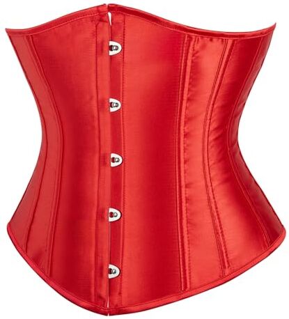 SZIVYSHI Corset Danna Sottoseno Corsetto Waist Trainer Corpetto Bustino Body Shaper Modellante Rinforzato con Stecche,Rosso,S