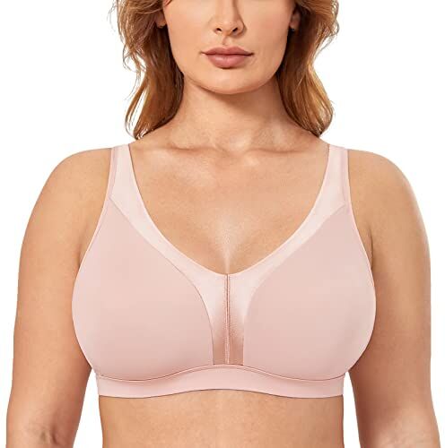 DELIMIRA Donna Reggiseno Senza Ferretto Taglie Forti Supporto Senza Imbottitura Rosa Nudo 3H