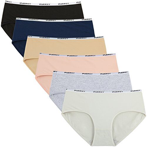 INNERSY Slip Cotone Donna Culotte Vita Media Intimo Sexy Mutandine Sportivo Pacco da 6 (XXL-EU 46, di Base)