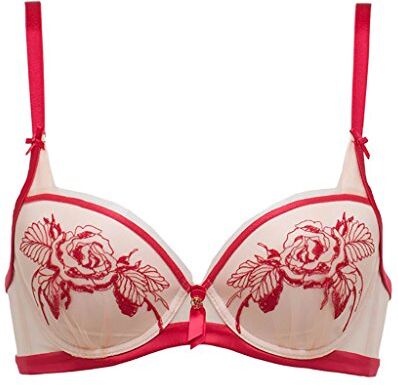 WENJUNneiyi WENJUN La Tazza Grande Del Reggiseno Della Signora Può Essere Inserita Nella Biancheria Intima Ricamata Fiore Delicata 2 Colori Facoltativi (Colore : Red, dimensioni : 75D)