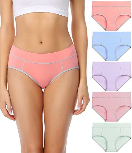 wirarpa Mutande Slip Donna Vita Media in Cotone Elasticizzato Pacco da 5 Multicolore Taglia L