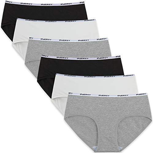 INNERSY Intimo Donna Sexy Culotte Cotone Sportiva Slip Vita Bassa Nero Bianco Grigio 6 (S-EU 38, Nero/Bianco/Grigio)