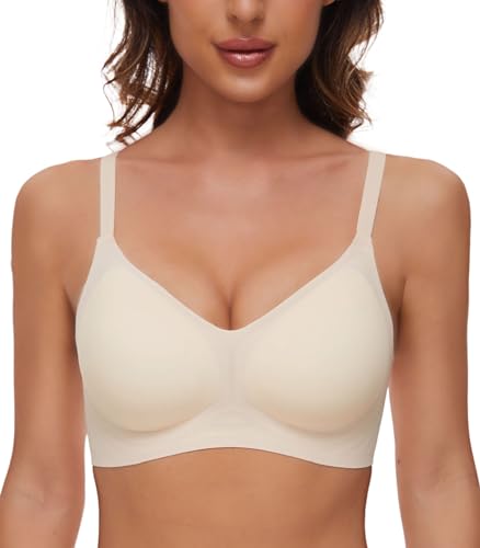 Yutdeng Reggiseno da Donna Senza Ferretto Senza Cuciture Bralette Push Up con Cuscinetti Rimovibili Lingerie Intimo Tracolla Regolabile Confortevole e Traspirante Reggiseni Basic,Bianco,XL