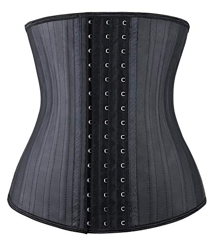 YIANNA Donna Corsetto Dimagrante Stringivita Latex Waist Trainer Corpetto Bustino Modellante Pancera Snellente con 25 Stecche Nero 1210 XL