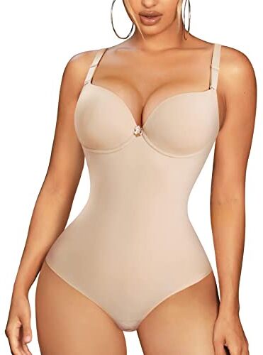 Bingrong Body Contenitivo Modellante Donna Shapewear Body Shaper Snellente Intimo Modellante Corsetto Bodysuit Fajas Reductoras Colombianas (L, Beige)