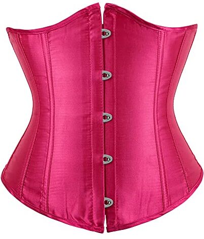 WLFFW Corsetto Donna Corpetto Sottoseno Eleganti Satin (EU(36-38) L, Rose Rosso)