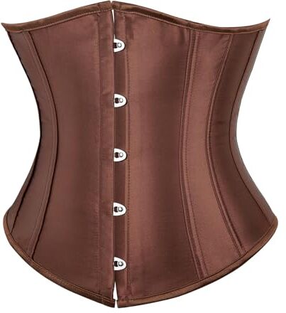 SZIVYSHI Corset Danna Sottoseno Corsetto Waist Trainer Corpetto Bustino Body Shaper Modellante Rinforzato con Stecche,Marrone,S