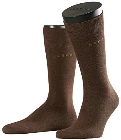 Falke ESPRIT Basic Uni 2-Pack M SO cotone tinta unita confezione di 2 paia, Calzini Uomo, Marrone (Dark Brown 5230), 39-42