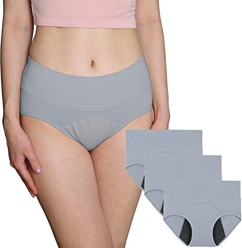 INNERSY Intimo per Il Ciclo Mutande Assorbenti Donna Cotone Slip Mestruali Vita Alta Pacco da 3 (36, Grigio)