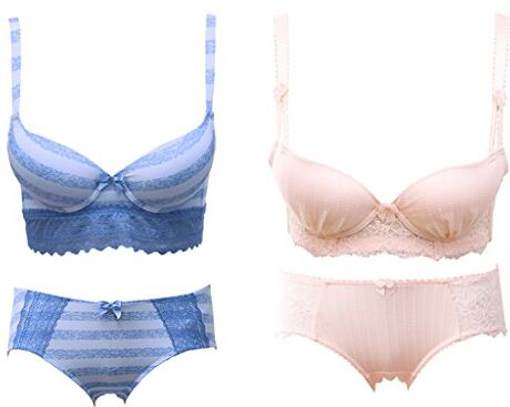 WENJUNneiyi WENJUN Combinazione Intimo Reggiseno Set Sexy Intimo Raccolta Intimo Combo -2 Reggiseno +2 Intimo (Colore : Pink+blue, dimensioni : 80B/L)