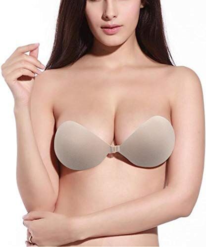 Semme Reggiseno Nudo Invisibile con Adesivo Push up Senza Spalline Imbottito Senza Spalline Imbottito Spesso 3 cm(Skin B)