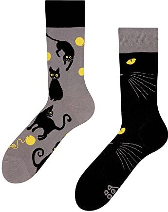 Dedoles Calzini Unisex Donna Uomo & Bambini Calze Cotone con tanti Design divertenti sinistra destra diversi, colore: Grigio, disegno: Occhi di Gatto, taglia: 35-38