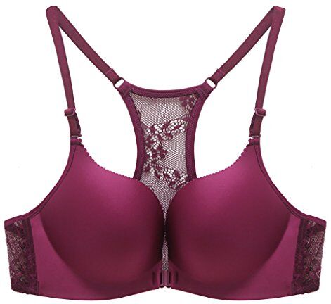 WENJUNneiyi WENJUN Reggiseno Senza Bordi In Acciaio Fibbia Frontale Comfort Senza Cuciture Piccolo Petto Raccolti Sexy Backless Parola Backless Intimo 3 Colori Opzionali (Colore : Vino rosso, dimensioni : 75C)