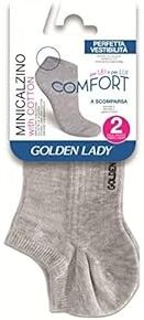 GOLDEN LADY Microcalzino Cotone a Scomparsa Grigio, 1 confezione con 2 Calzini