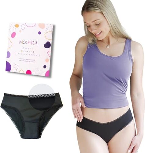 MOOPRA Mutande Mestruali Donna   Oeko-Tex   4 Strati Ultra Assorbenti   Mutande Ciclo Mestruale Donna Flusso Abbondante   Slip da Ciclo mestruale Lavabile e Riutilizzabile (36, XS)