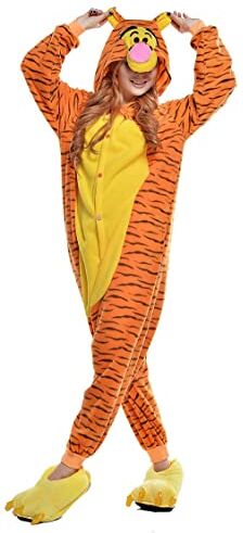 ZKomoL Animali Pigiama Kigurumi Onesie Unisex per Adulti per Feste e Cosplay Costume (M, 3D Tiger)