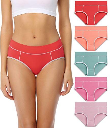 wirarpa Mutande Slip Donna Vita Media in Cotone Elasticizzato Pacco da 5 Multicolore Taglia XL