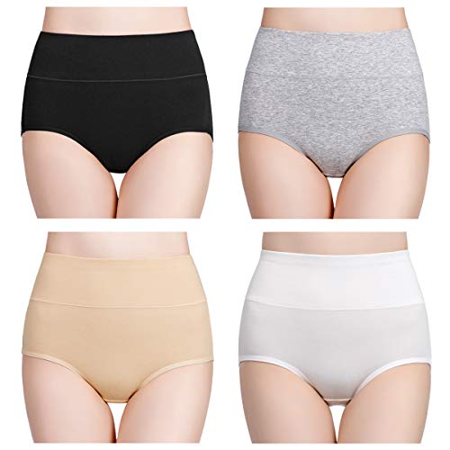 wirarpa Mutande Donna Culotte Vita Alta Slip Cotone Mutantina Elastiche Pantaloncini Post Parto Pacco da 4 Taglia 38 40