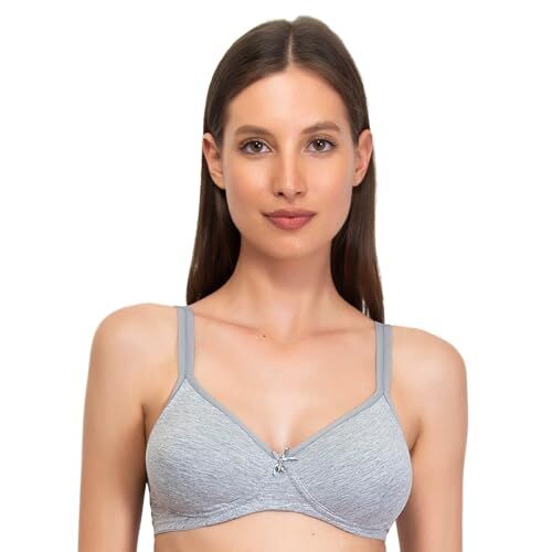 SÌèLEI , Reggiseno Semi-Imbottito Senza Ferretto, Realizzato in Cotone Biologico, 100% Naturale, Designed in Italy, Color Grigio Melange, Taglia 6C