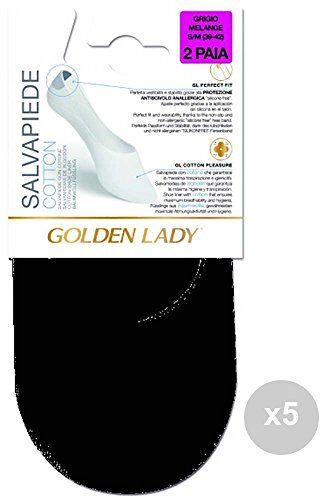 GOLDEN LADY Set 5 Salvapiede Nero 35/38 Cotone 2 Paia Calze da Donna, Multicolore, Unica, 2 unità