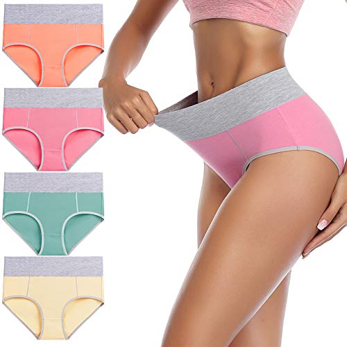 wirarpa Mutande Donna Culotte Vita Alta in Cotone Pacco da 4 Taglia XS